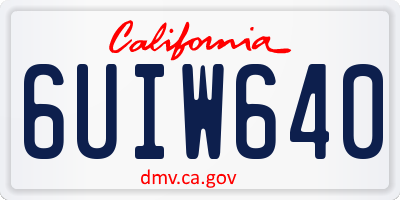 CA license plate 6UIW640