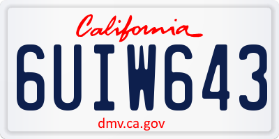 CA license plate 6UIW643
