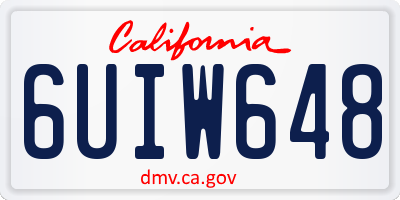 CA license plate 6UIW648