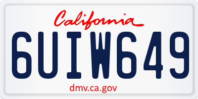CA license plate 6UIW649