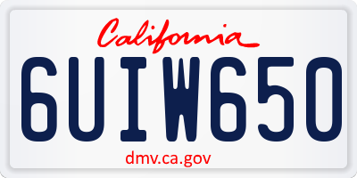CA license plate 6UIW650
