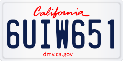 CA license plate 6UIW651