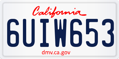 CA license plate 6UIW653