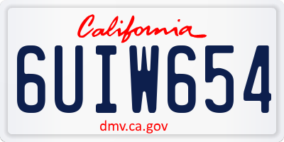 CA license plate 6UIW654