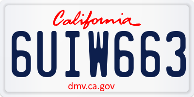 CA license plate 6UIW663