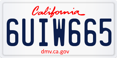 CA license plate 6UIW665