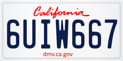 CA license plate 6UIW667