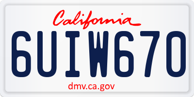 CA license plate 6UIW670