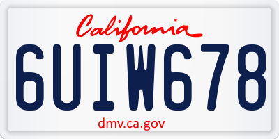 CA license plate 6UIW678