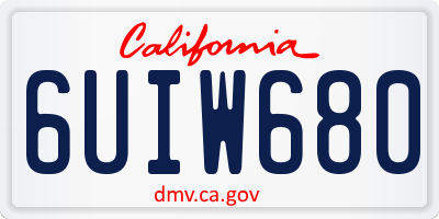 CA license plate 6UIW680
