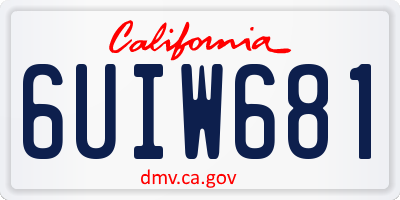 CA license plate 6UIW681