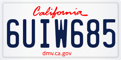 CA license plate 6UIW685