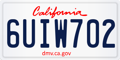 CA license plate 6UIW702