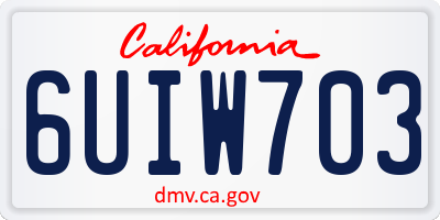 CA license plate 6UIW703