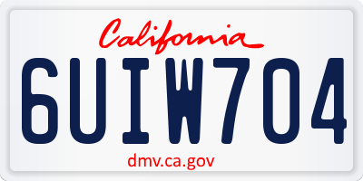 CA license plate 6UIW704