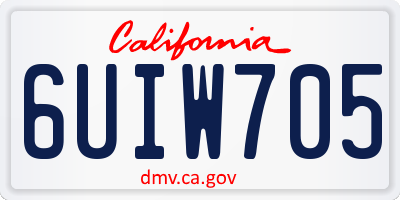 CA license plate 6UIW705