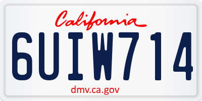CA license plate 6UIW714