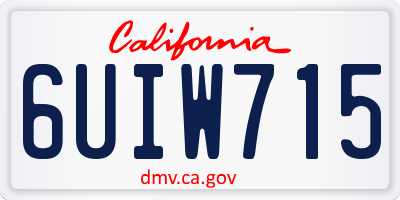 CA license plate 6UIW715