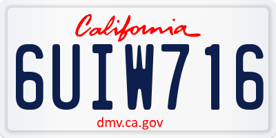 CA license plate 6UIW716