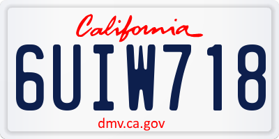 CA license plate 6UIW718