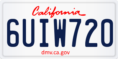 CA license plate 6UIW720