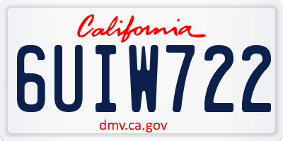 CA license plate 6UIW722