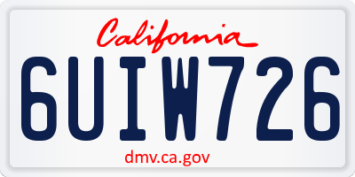 CA license plate 6UIW726