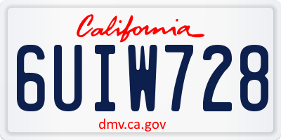 CA license plate 6UIW728
