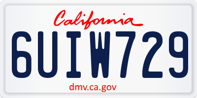 CA license plate 6UIW729