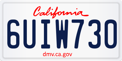 CA license plate 6UIW730