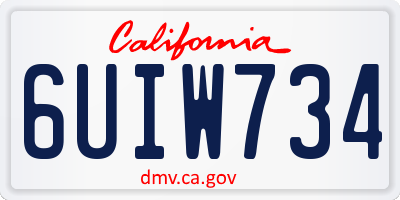 CA license plate 6UIW734