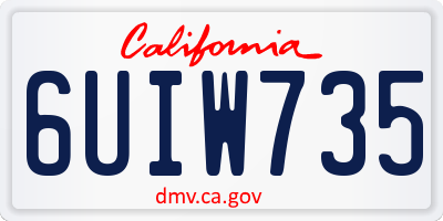 CA license plate 6UIW735