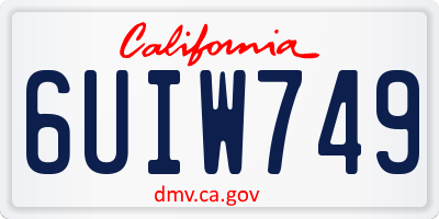 CA license plate 6UIW749
