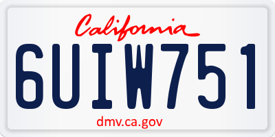 CA license plate 6UIW751