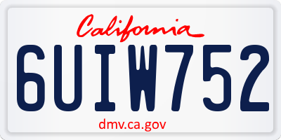CA license plate 6UIW752