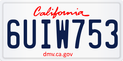 CA license plate 6UIW753