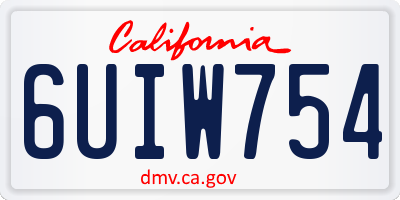 CA license plate 6UIW754