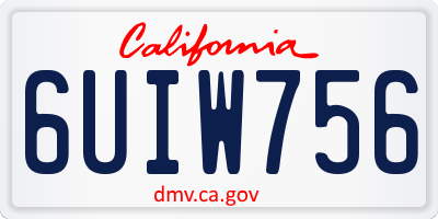 CA license plate 6UIW756