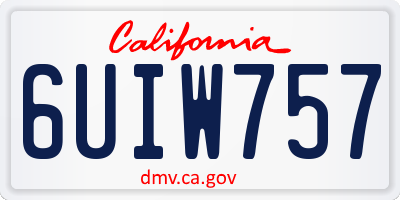 CA license plate 6UIW757