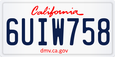 CA license plate 6UIW758