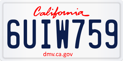 CA license plate 6UIW759