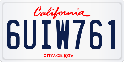 CA license plate 6UIW761