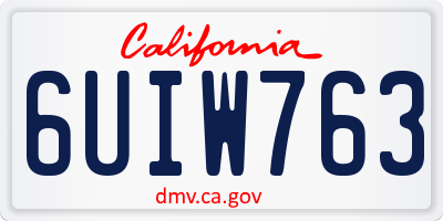 CA license plate 6UIW763