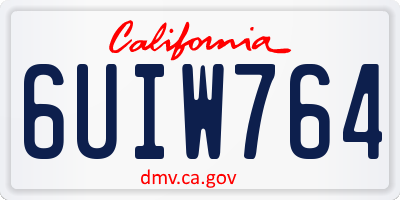 CA license plate 6UIW764