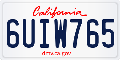 CA license plate 6UIW765