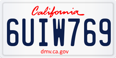 CA license plate 6UIW769