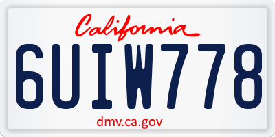 CA license plate 6UIW778