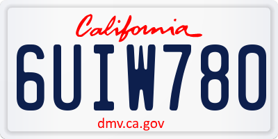 CA license plate 6UIW780