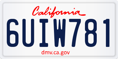 CA license plate 6UIW781