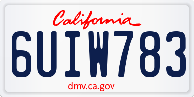 CA license plate 6UIW783